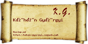 Káhán Györgyi névjegykártya