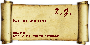 Káhán Györgyi névjegykártya